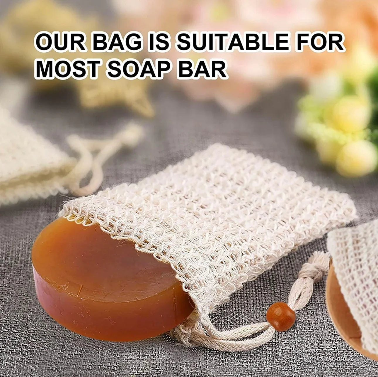 Pack of 5 natural sisal exfoliating soap bags
Enjoy a gentle, eco-friendly cleanse. These bags help create a lather, exfoliate your skin, recycle soap residue, and keep bars dry, preventing waste. - shovota