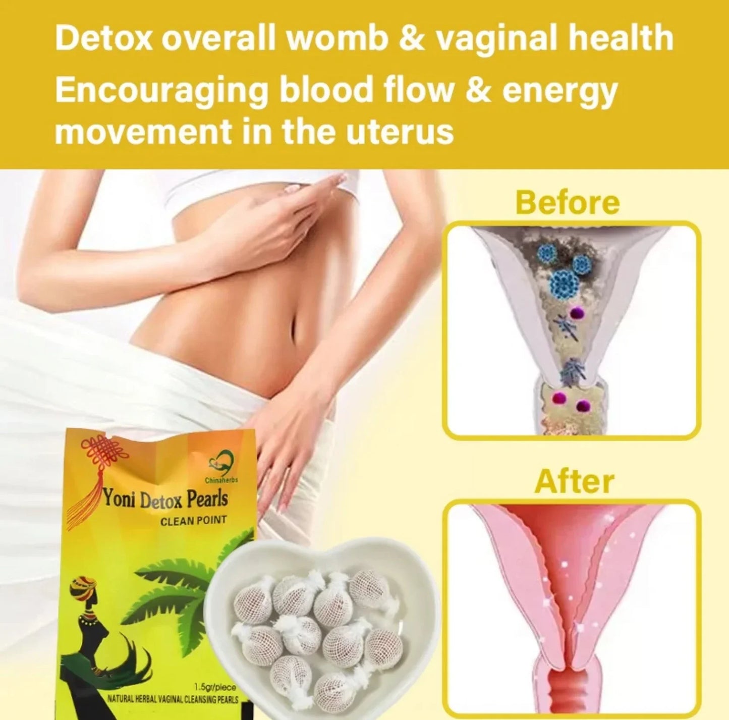5-Pack Yoni Detox Pearls – Natural Feminine Cleansing | Herbal Vaginal Detox and Intimate Balance - shovota